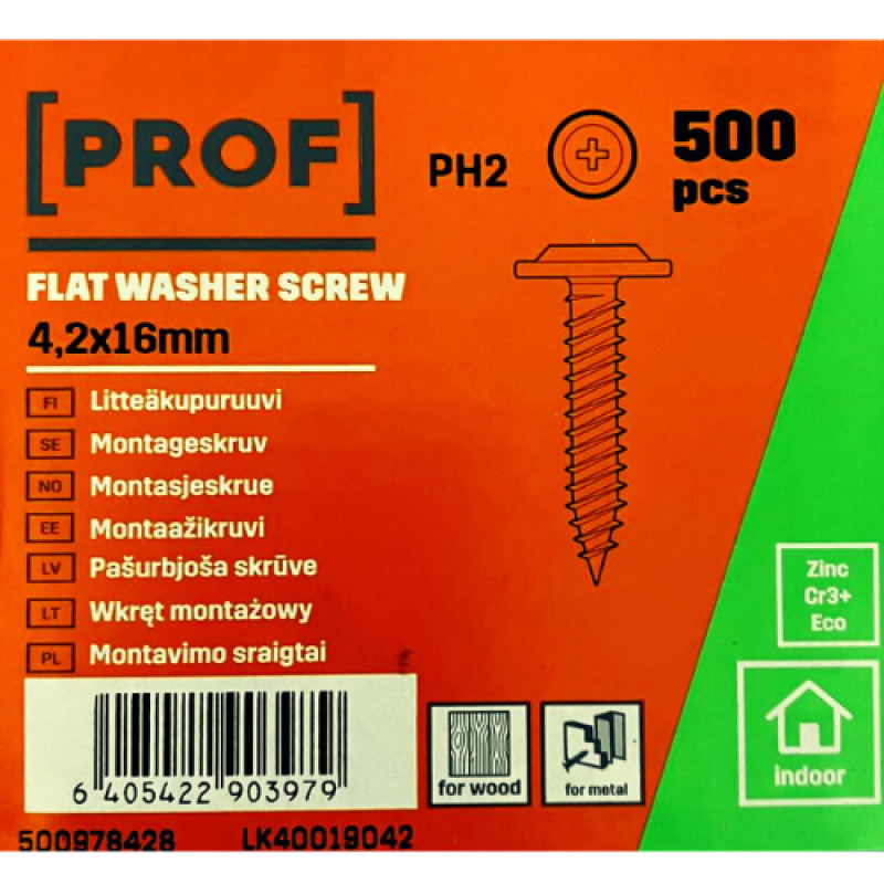 [PROF] Montāžas skrūves 4.2x16 mm 500gb iepakojums